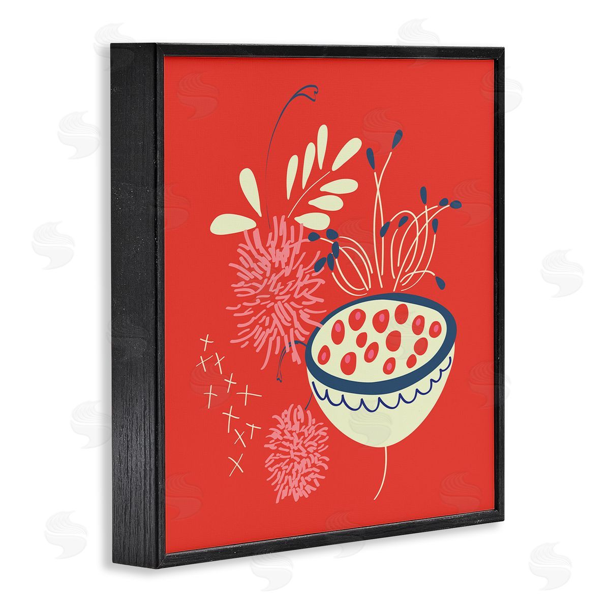 Pragya Kothari Red Botanical Seeds Black Framed Giclee Wall Artside_