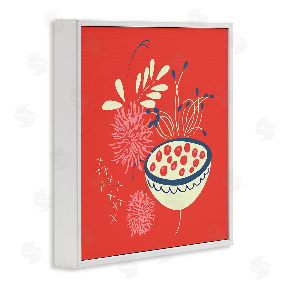 Pragya Kothari Red Botanical Seeds White Framed Giclee Wall Artside_