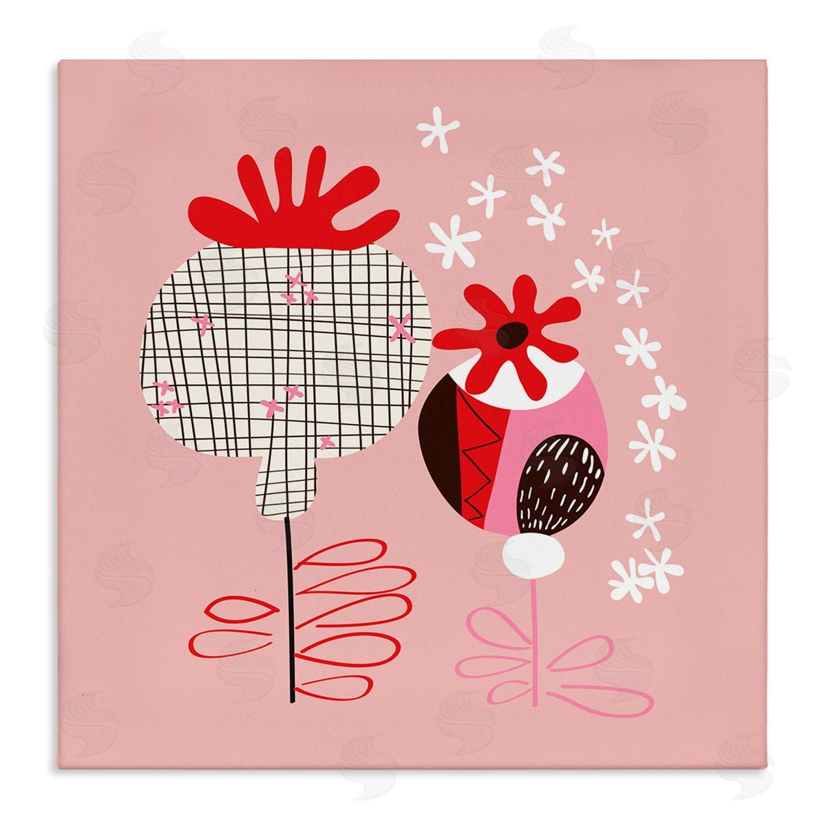 Pragya Kothari Pink Seed Pods Canvas Wall Art