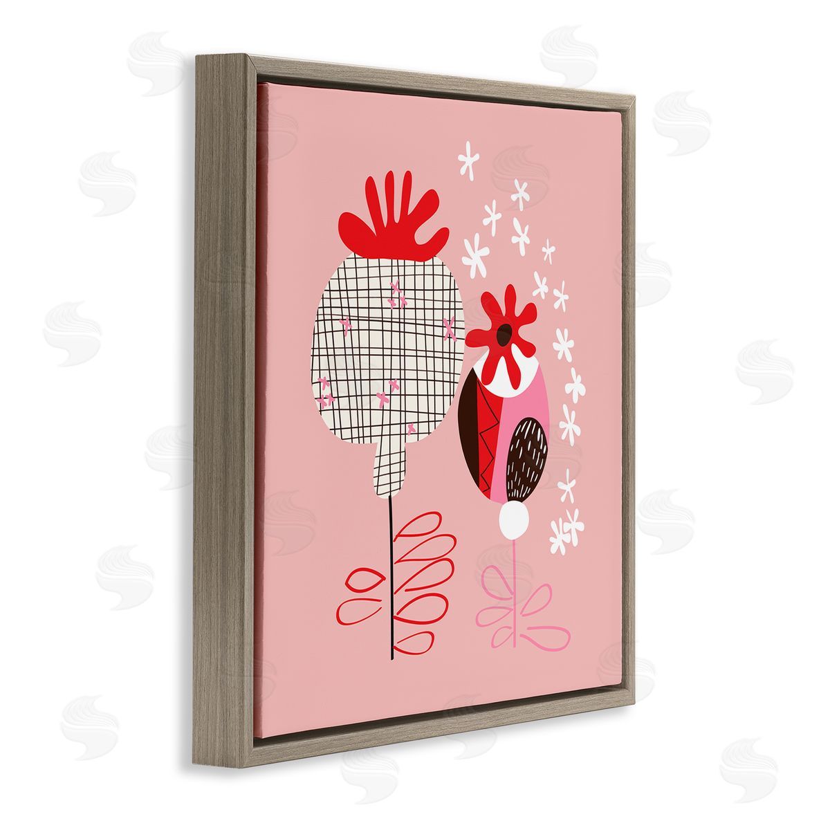 Pragya Kothari Pink Seed Pods Brown Floater Frame Canvas Artside_
