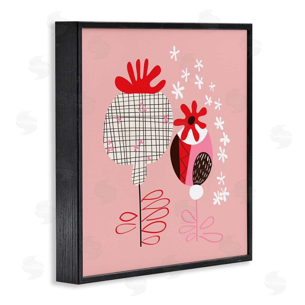 Pragya Kothari Pink Seed Pods Black Framed Giclee Wall Artside_