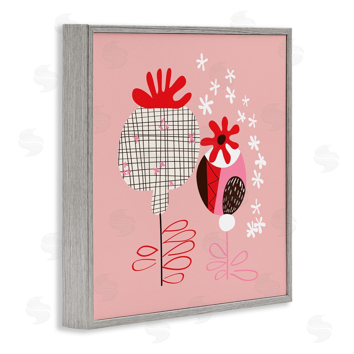Pragya Kothari Pink Seed Pods Gray Framed Giclee Wall Artside_