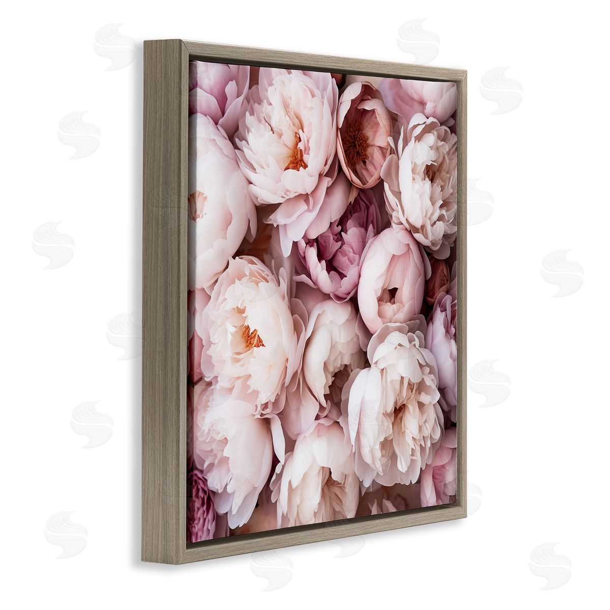 Riley B Varied Peony Blooms Brown Floater Frame Canvas Artside_