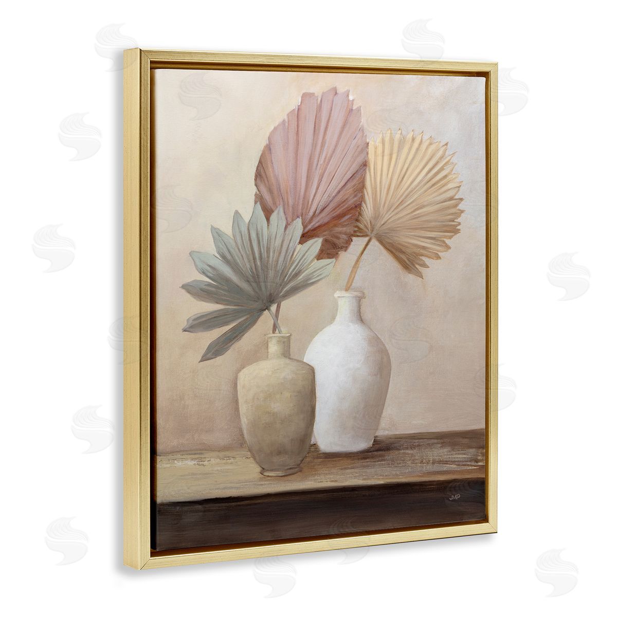 Julia Purinton Boho Palm Leaves Gold Floater Frame Canvas Artside_