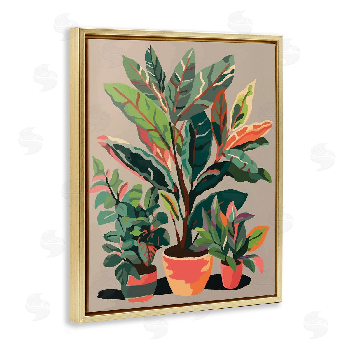 Ziwei Li Abstract Potted Plants Gold Floater Frame Canvas Artside_