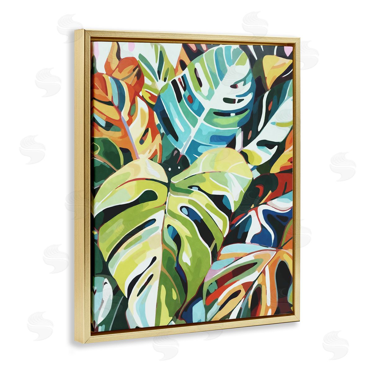 Ziwei Li Modern Tropical Palms Gold Floater Frame Canvas Artside_