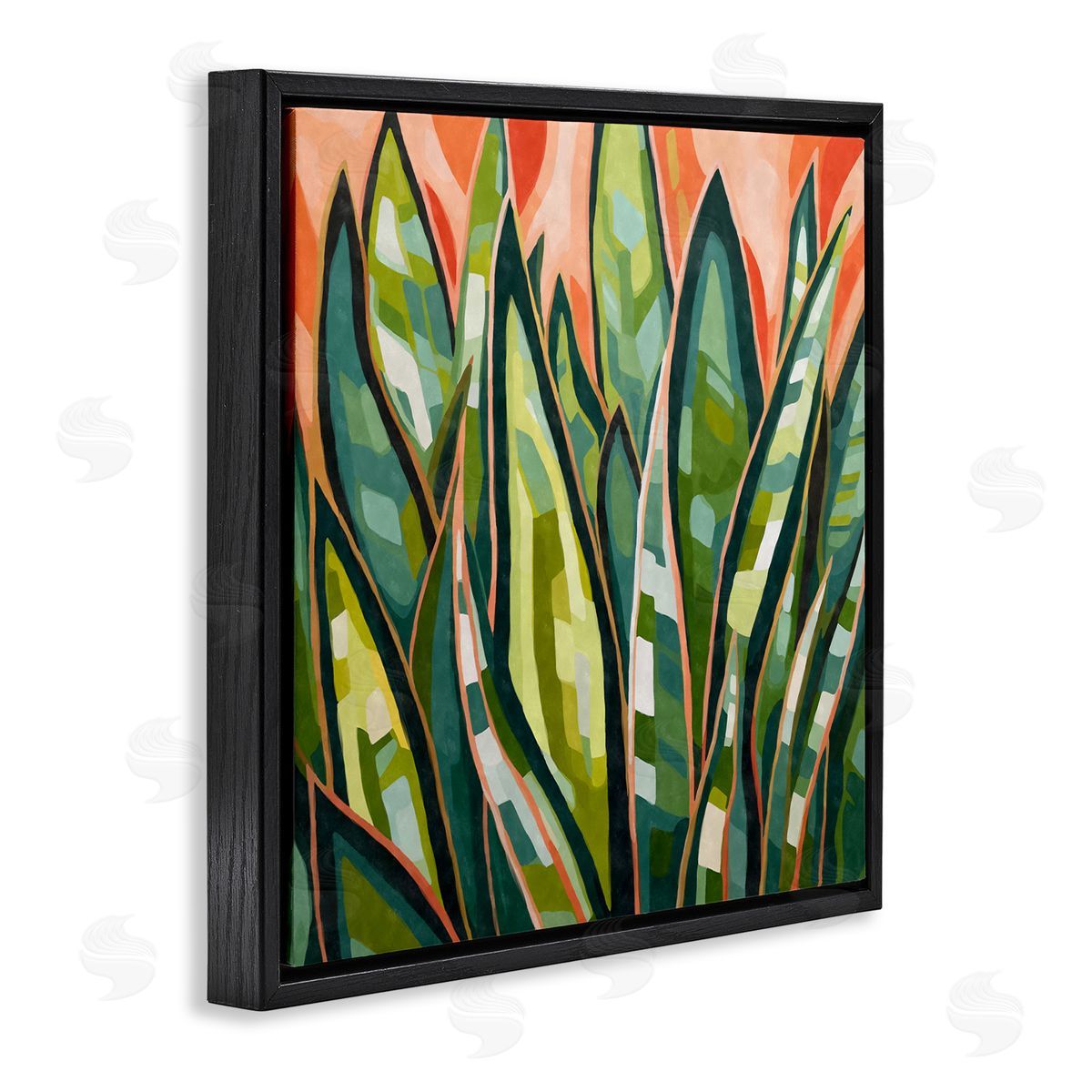Ziwei Li Abstract Tropical Leaves Black Floater Frame Canvas Artside_