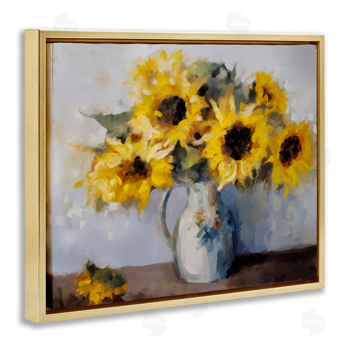 Ziwei Li Traditional Sunflower Bouquet Gold Floater Frame Canvas Artside_