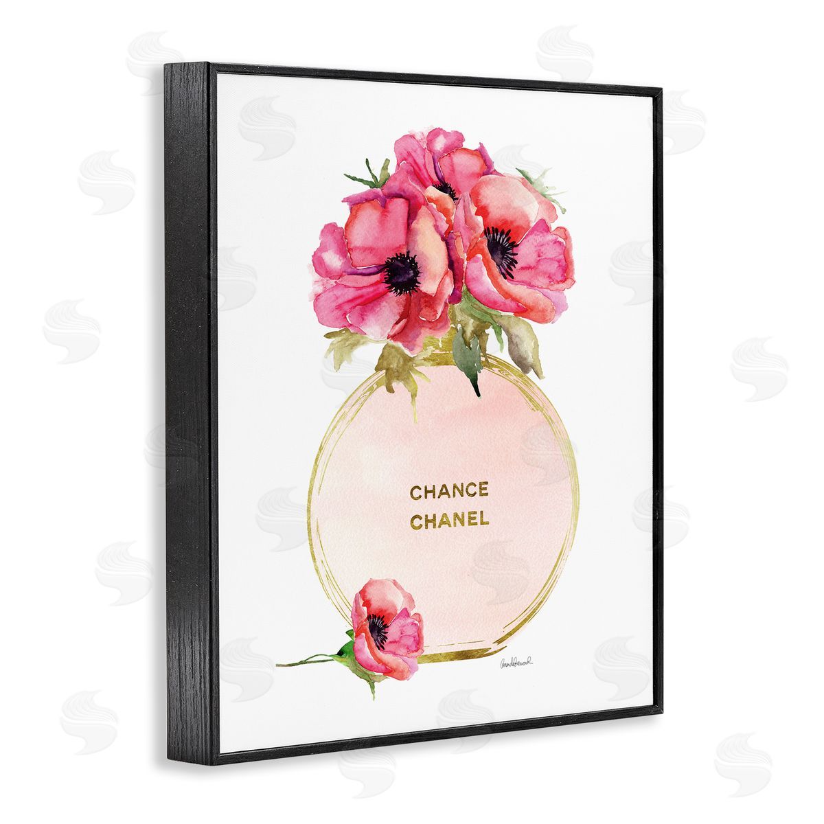 Amanda Greenwood Perfume Bottle Bouquet Black Framed Giclee Wall Artside_
