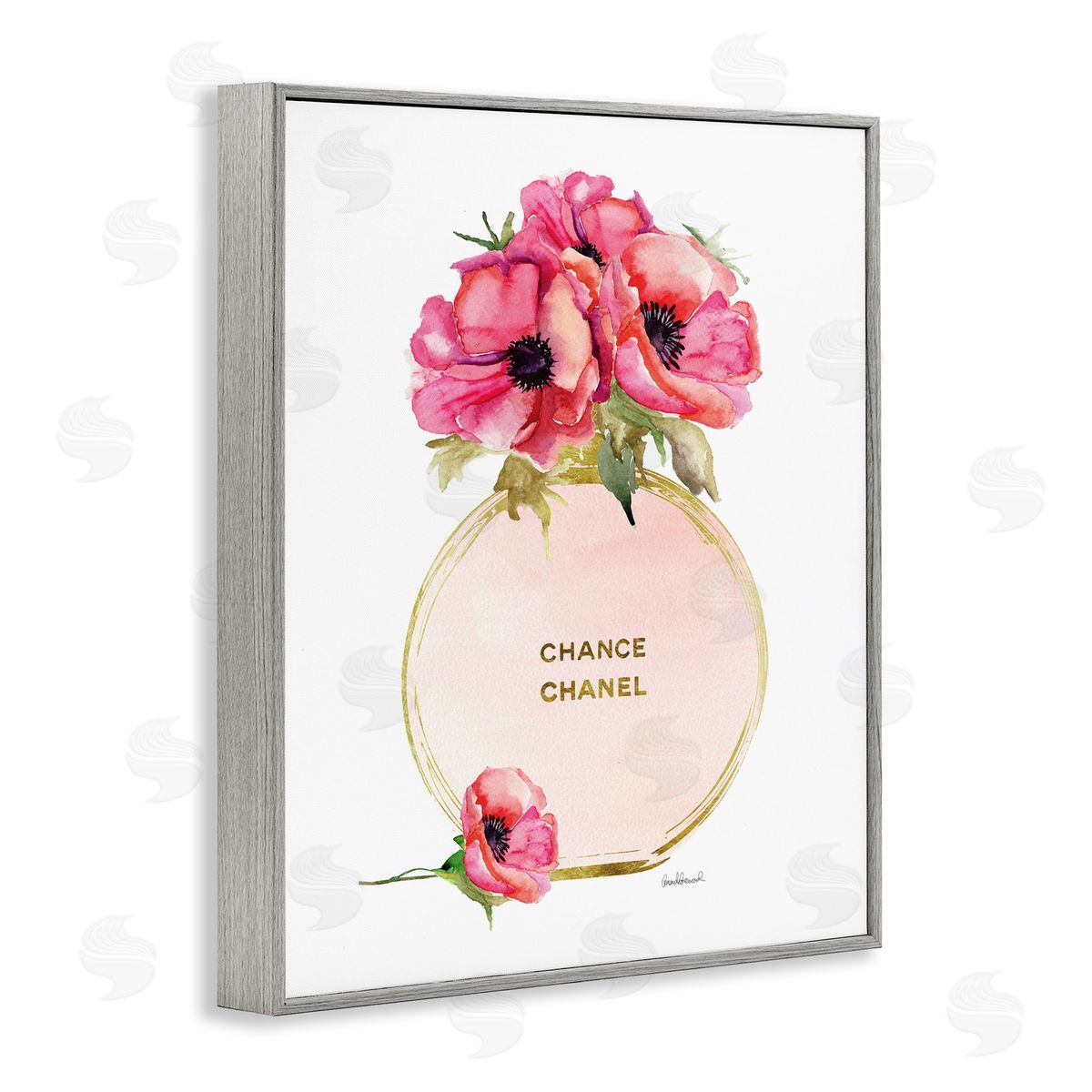 Amanda Greenwood Perfume Bottle Bouquet Gray Framed Giclee Wall Artside_