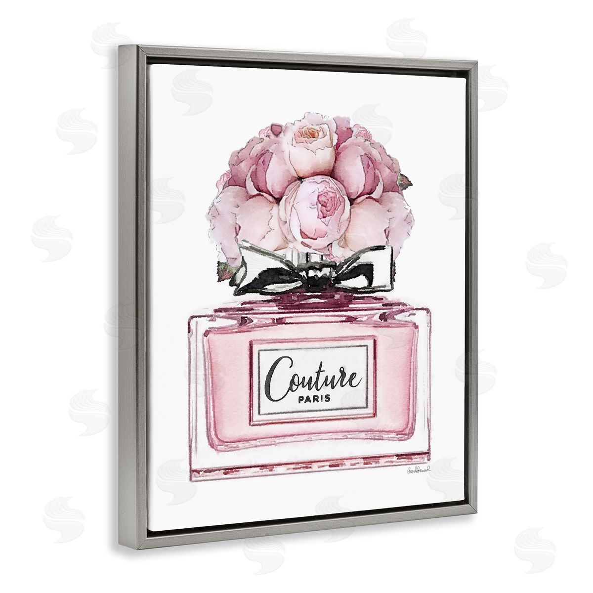 Amanda Greenwood Pink Roses Perfume Gray Floater Frame Canvas Artside_