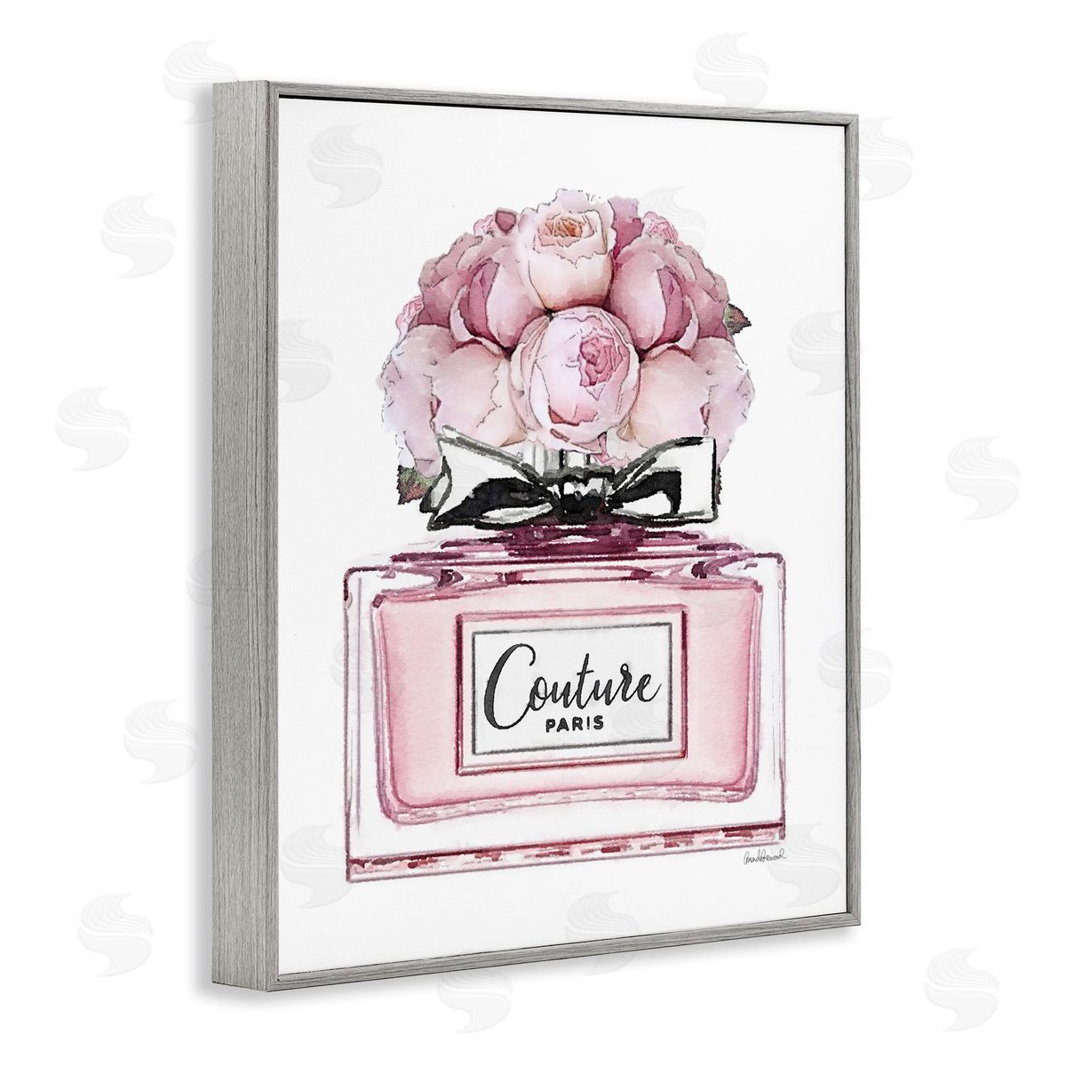 Amanda Greenwood Pink Roses Perfume Gray Framed Giclee Wall Artside_