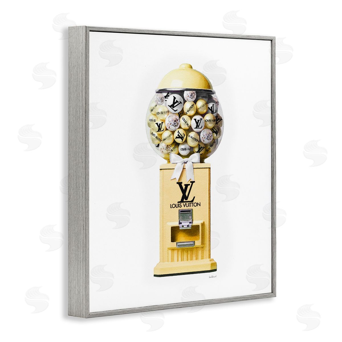 Amanda Greenwood Yellow Gumball Machine Gray Framed Giclee Wall Artside_