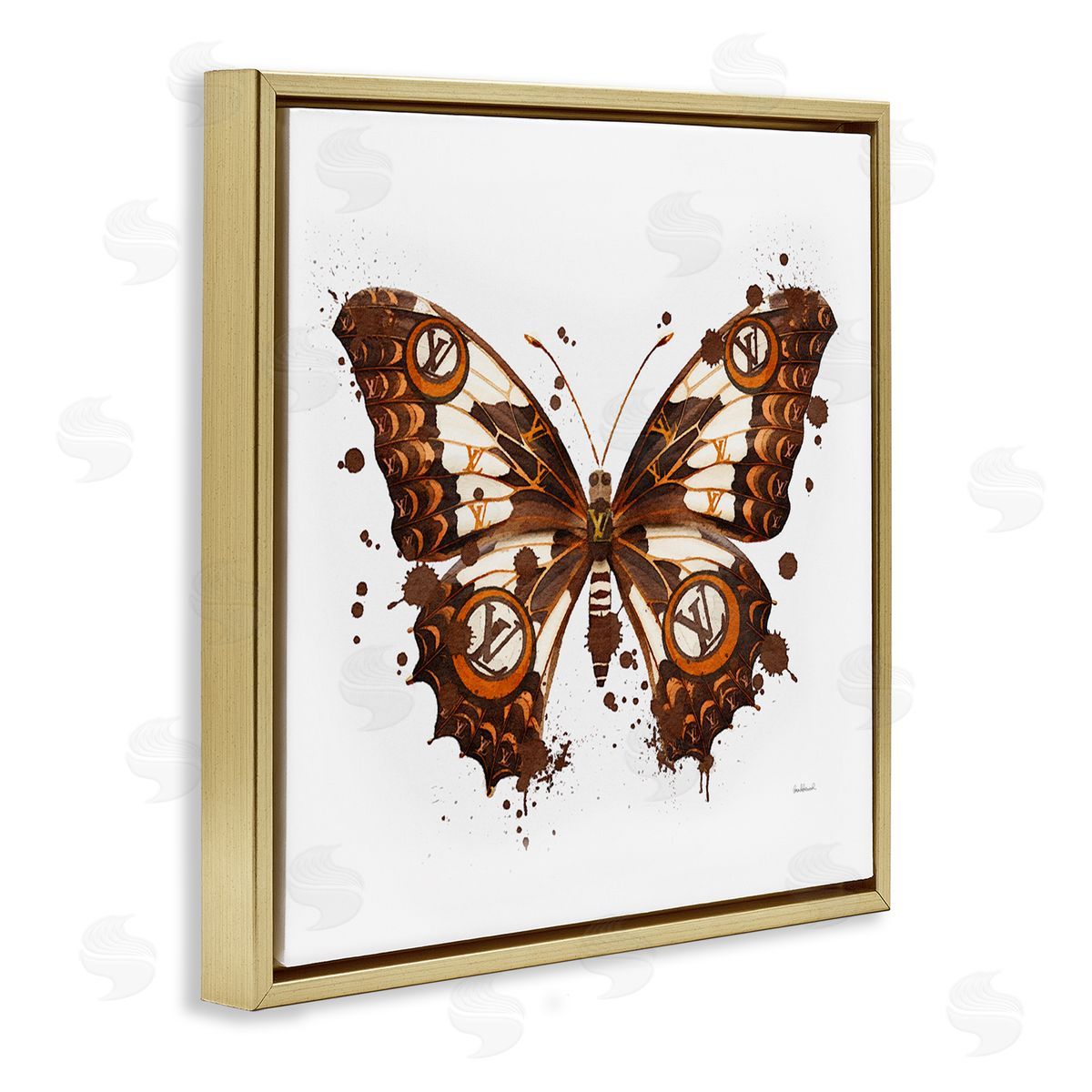 Amanda Greenwood Modern Glam Butterfly Gold Floater Frame Canvas Artside_
