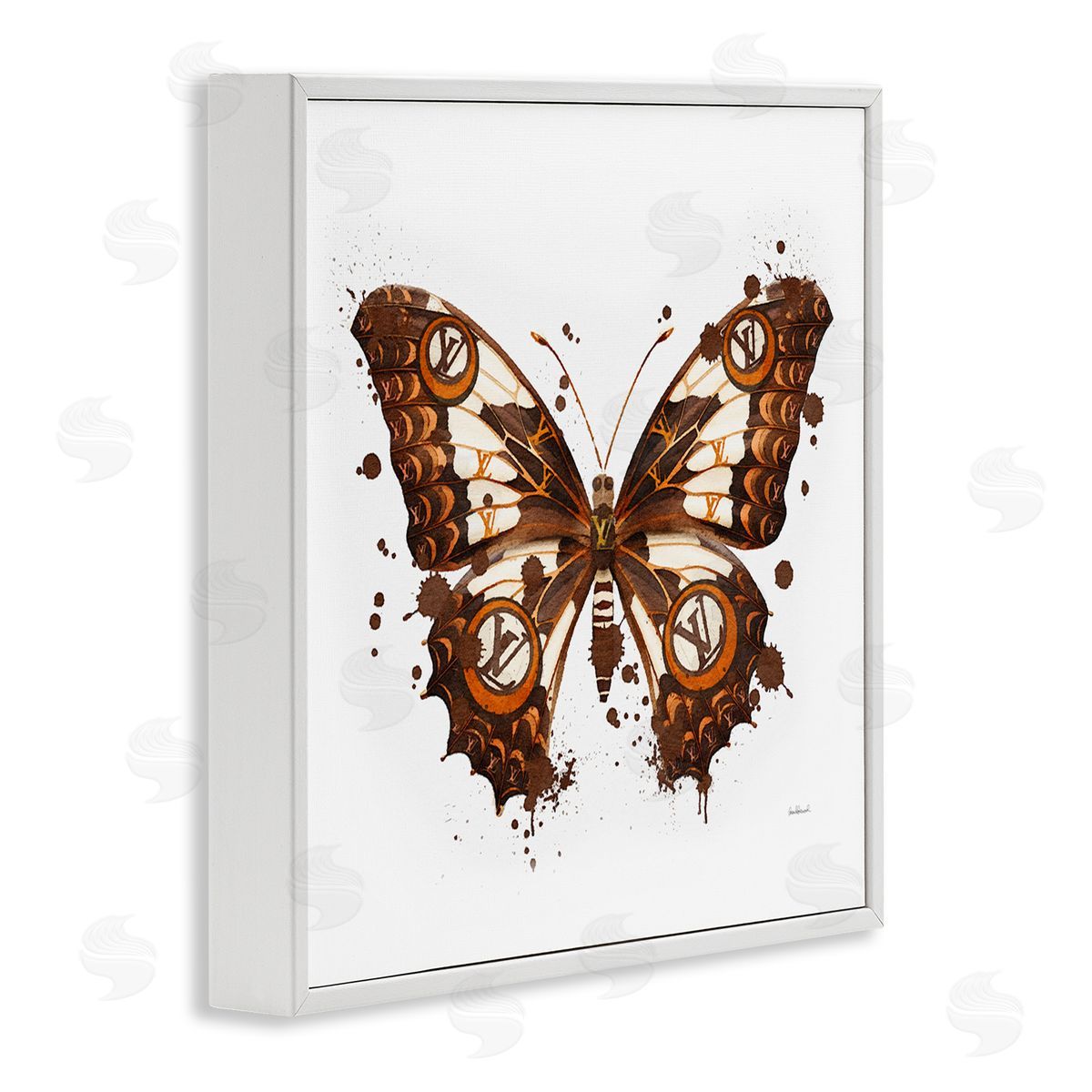 Amanda Greenwood Modern Glam Butterfly White Framed Giclee Wall Artside_
