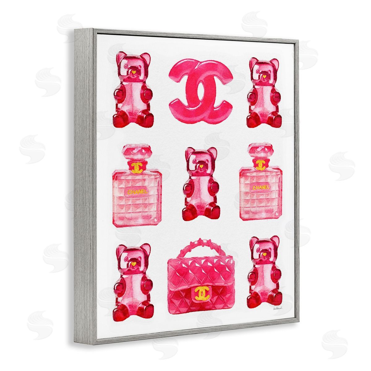 Red Glam Gummy Candy Grey Frame Print Wall Art, Home Decor by Amanda Greenwood
