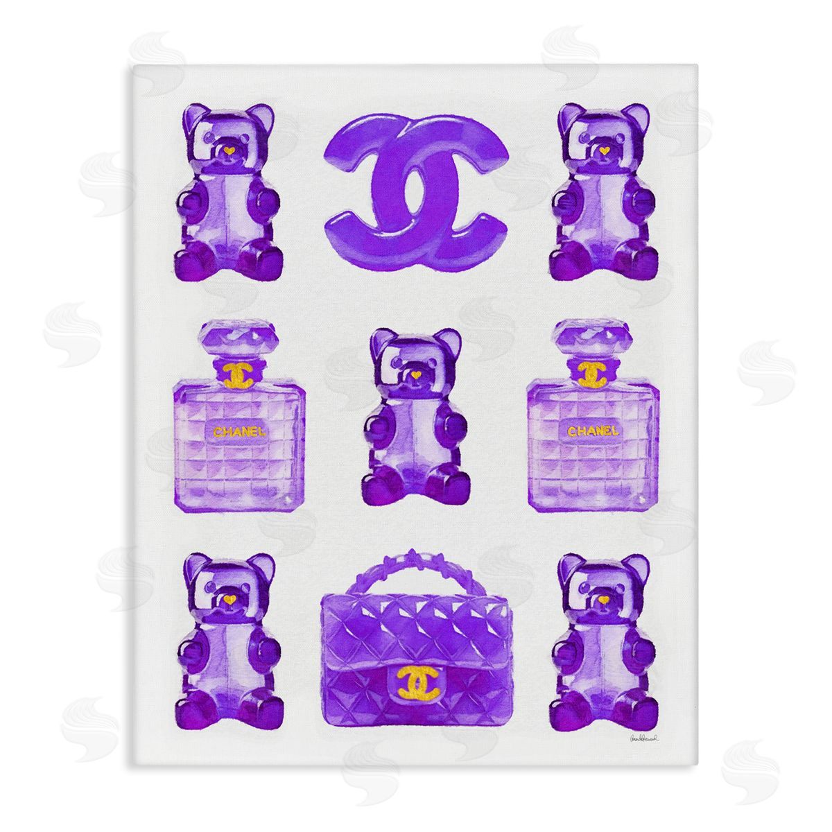 Purple Glam Gummy Candy Canvas Wall Art, Home Decor by Amanda Greenwood