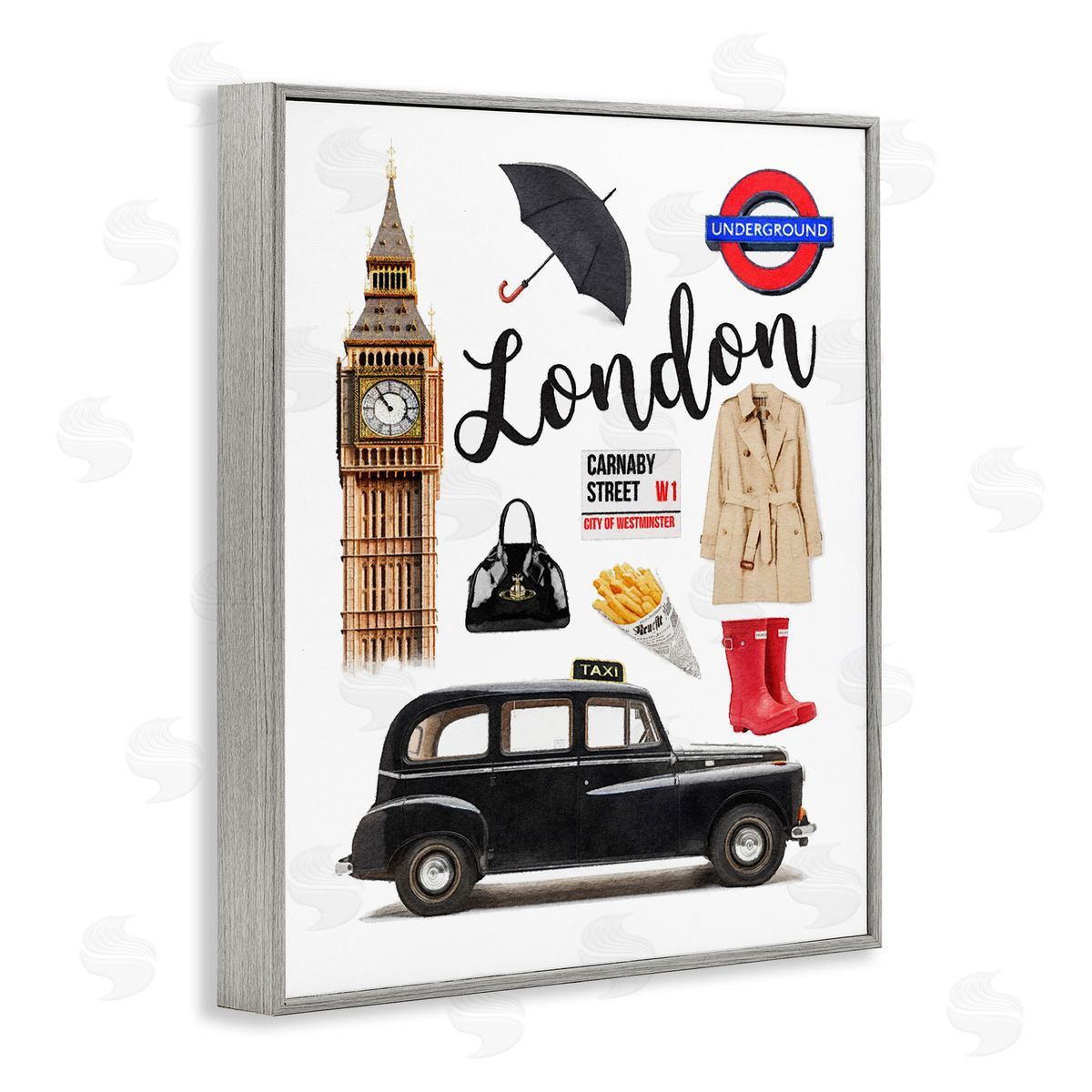 Amanda Greenwood London Glam Travel Gray Framed Giclee Wall Artside_