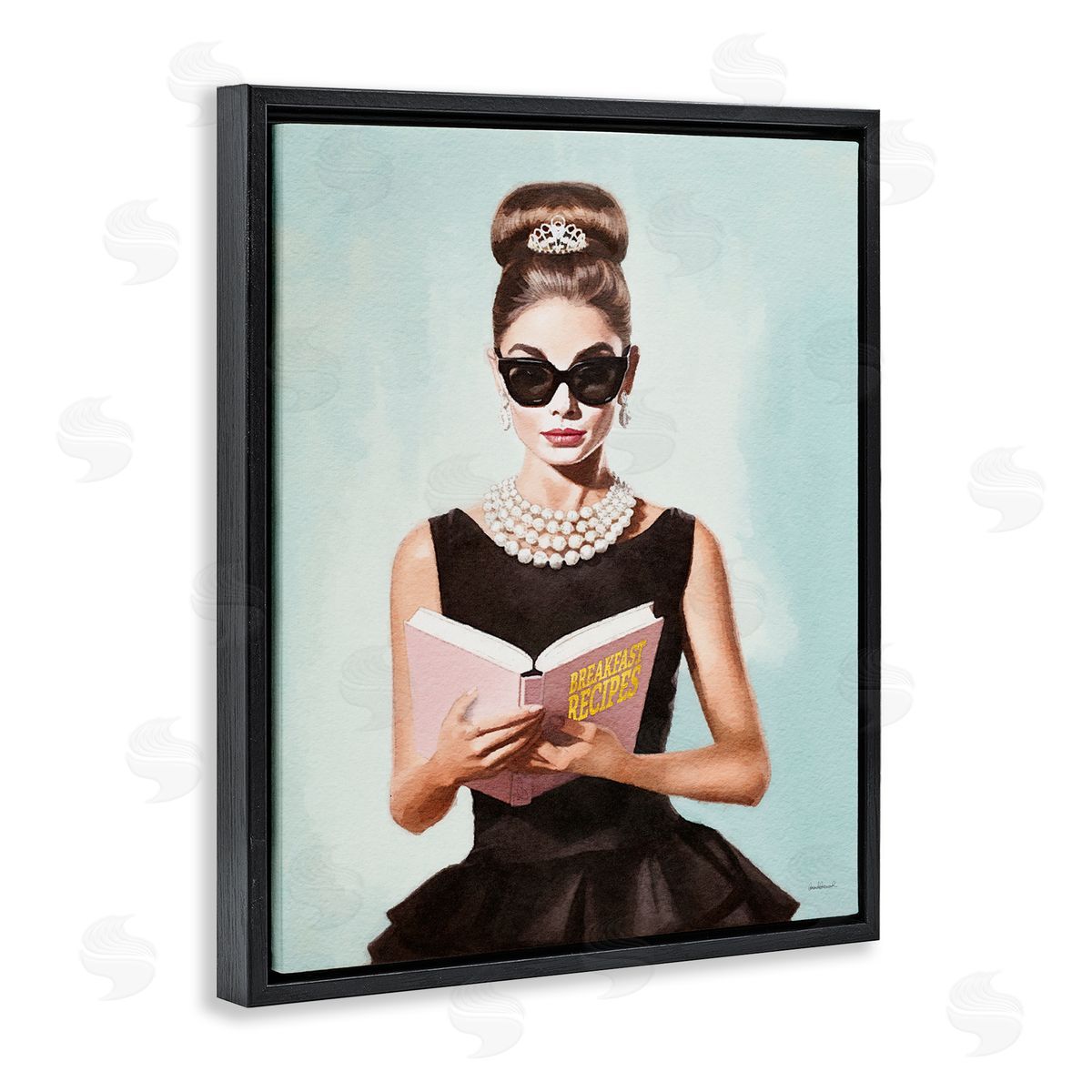 Amanda Greenwood Girl in Dress Reading Black Floater Frame Canvas Artside_
