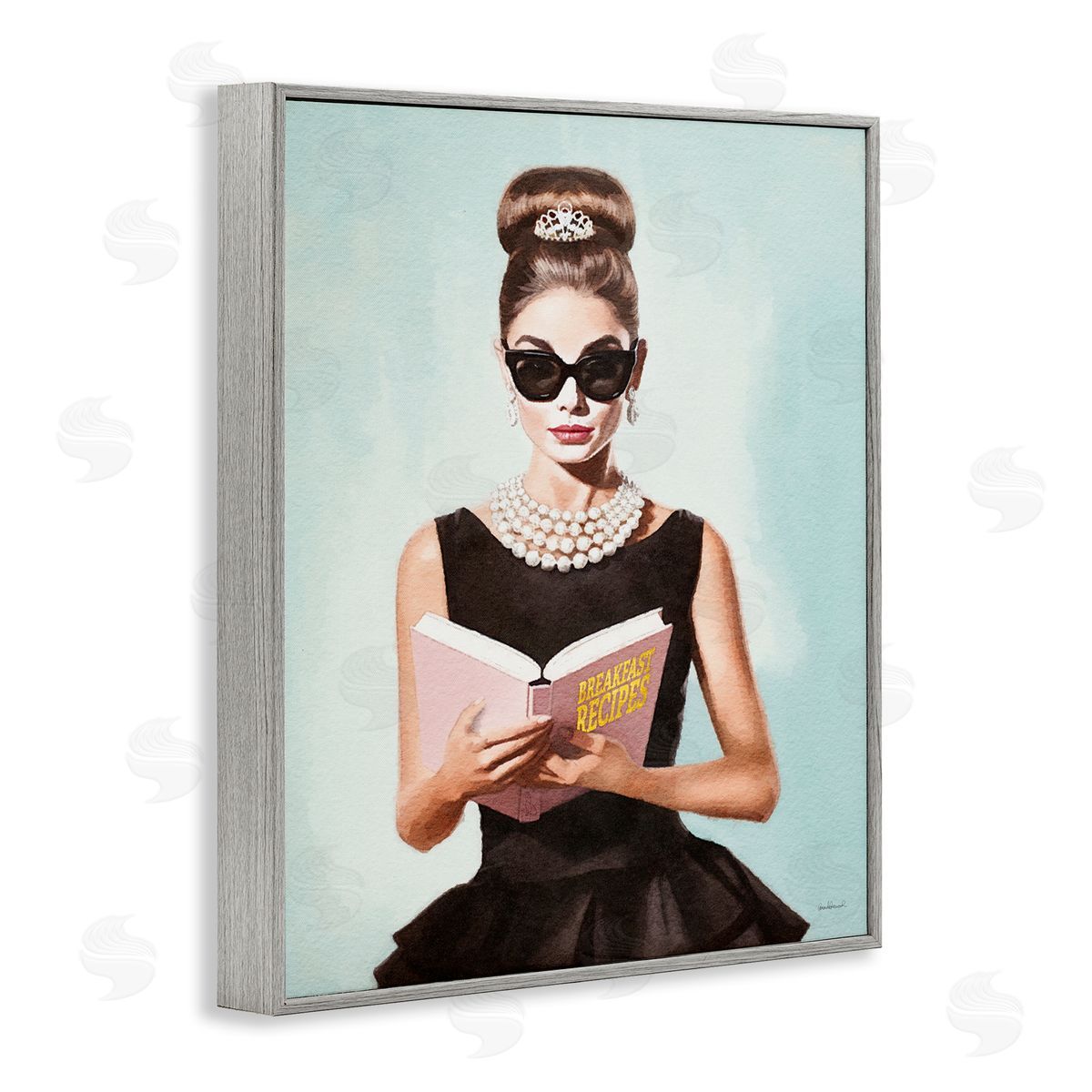 Amanda Greenwood Girl in Dress Reading Gray Framed Giclee Wall Artside_