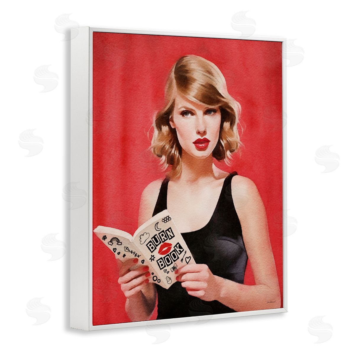 Amanda Greenwood Popstar Reading Book Red White Framed Giclee Wall Artside_