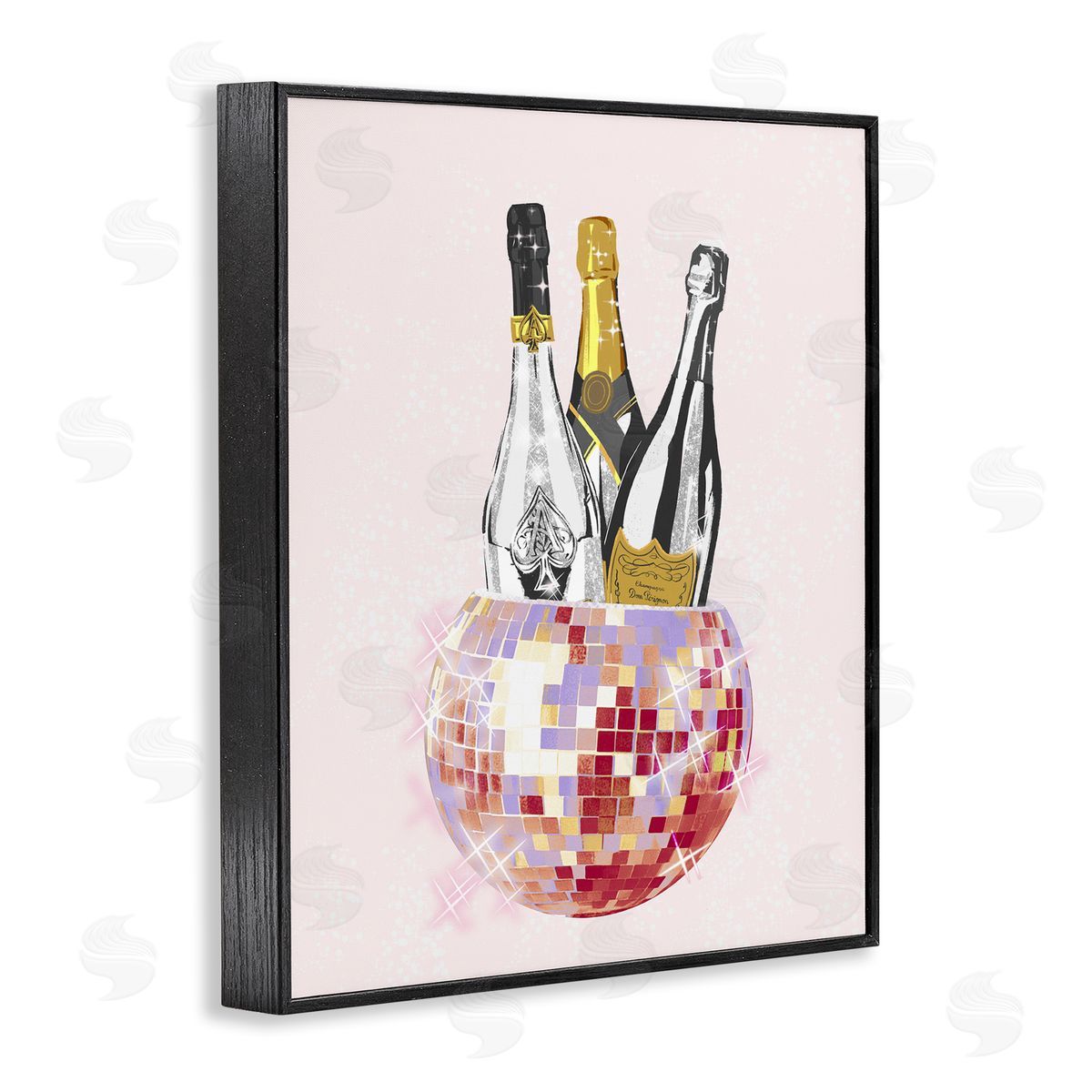 Ziwei Li Glam Disco Champagnes Black Framed Giclee Wall Artside_