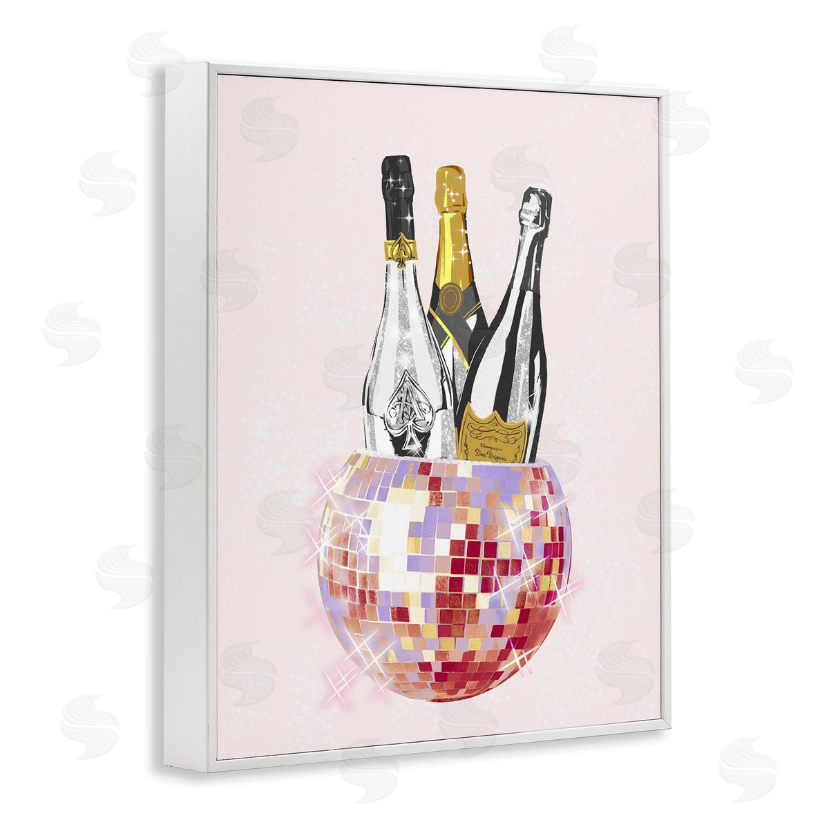 Ziwei Li Glam Disco Champagnes White Framed Giclee Wall Artside_