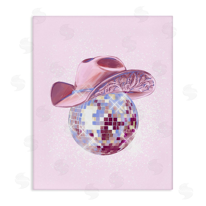 Ziwei Li Glam Pink Disco Cowgirl Canvas Wall Art