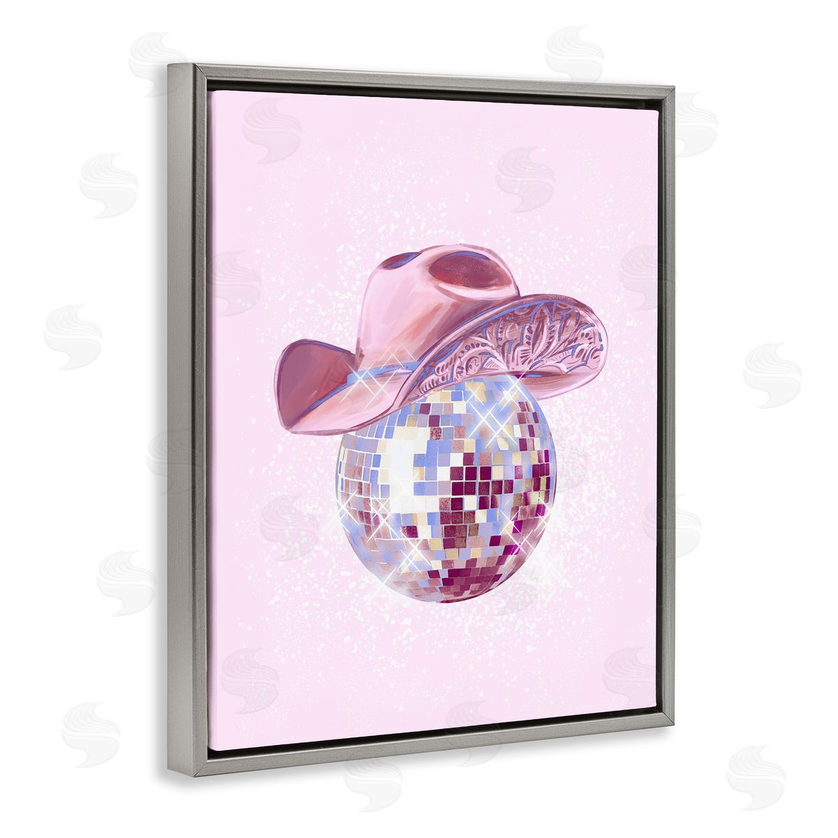 Ziwei Li Glam Pink Disco Cowgirl Gray Floater Frame Canvas Artside_