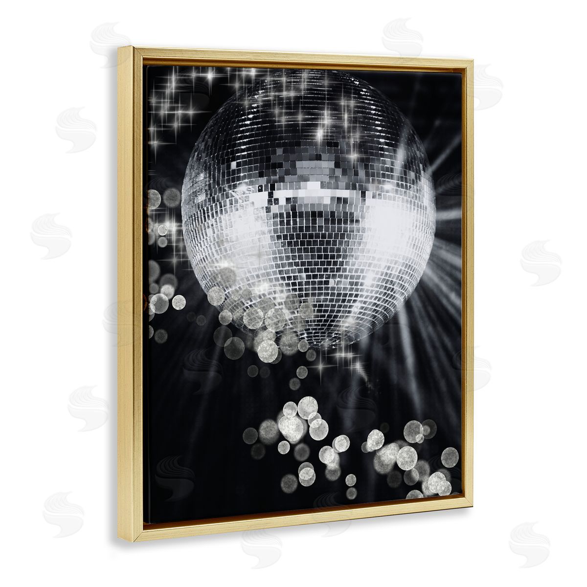 Jesse Keith Glimmering Disco Ball Gold Floater Frame Canvas Artside_