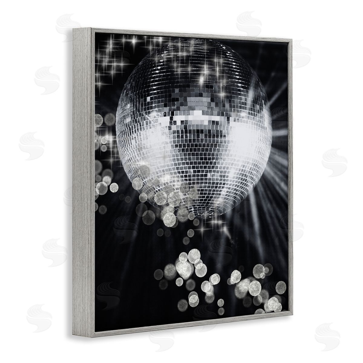 Jesse Keith Glimmering Disco Ball Gray Framed Giclee Wall Artside_