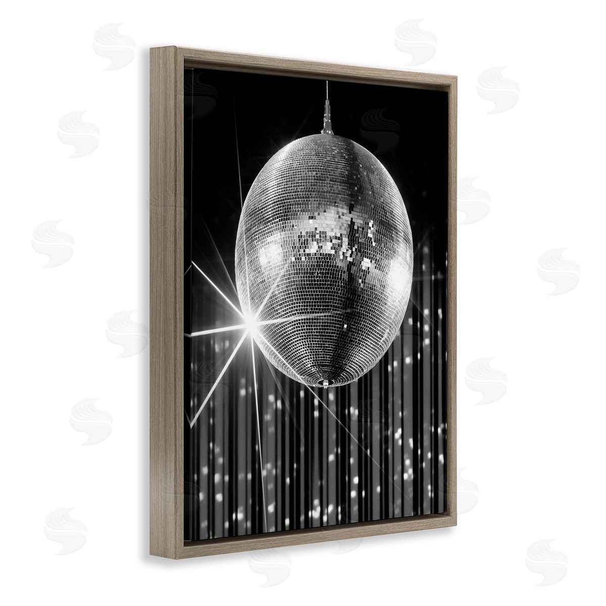 Jesse Keith Black Disco Ball Brown Floater Frame Canvas Artside_