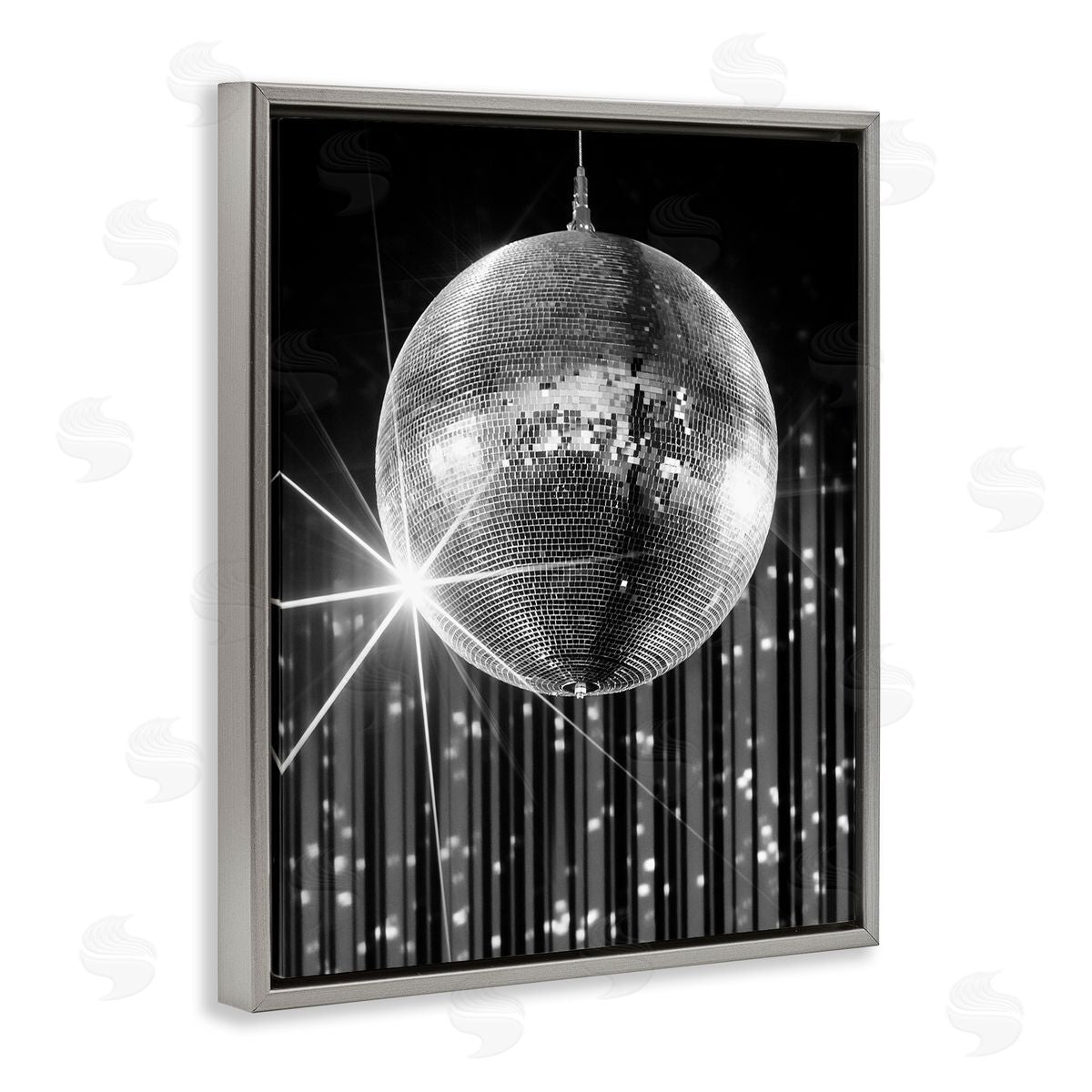 Jesse Keith Black Disco Ball Gray Floater Frame Canvas Artside_