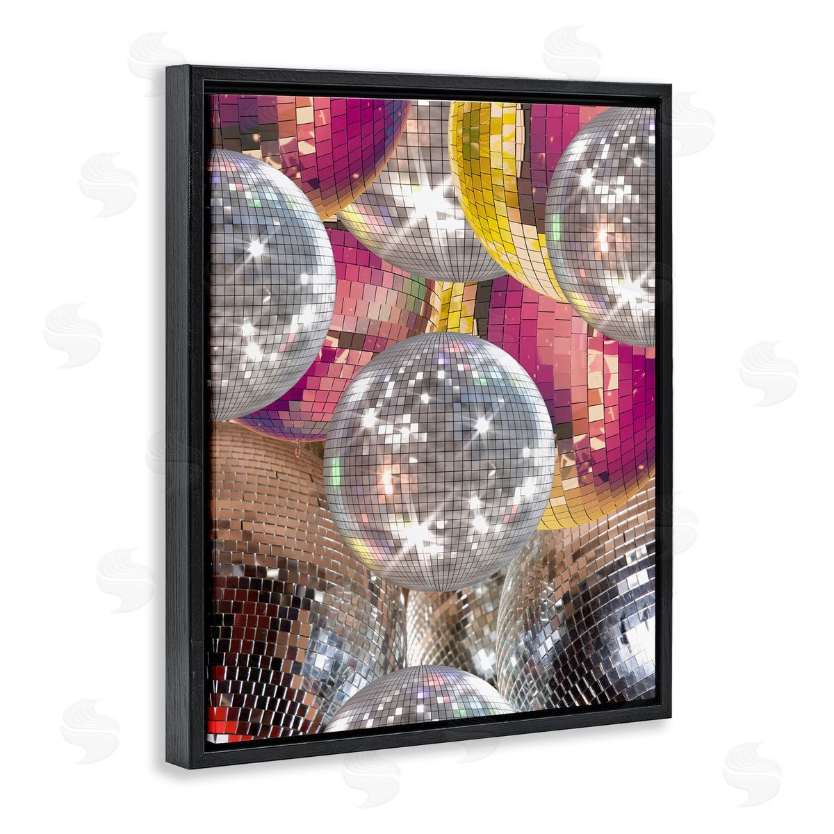 Jesse Keith Retro Disco Balls Black Floater Frame Canvas Artside_