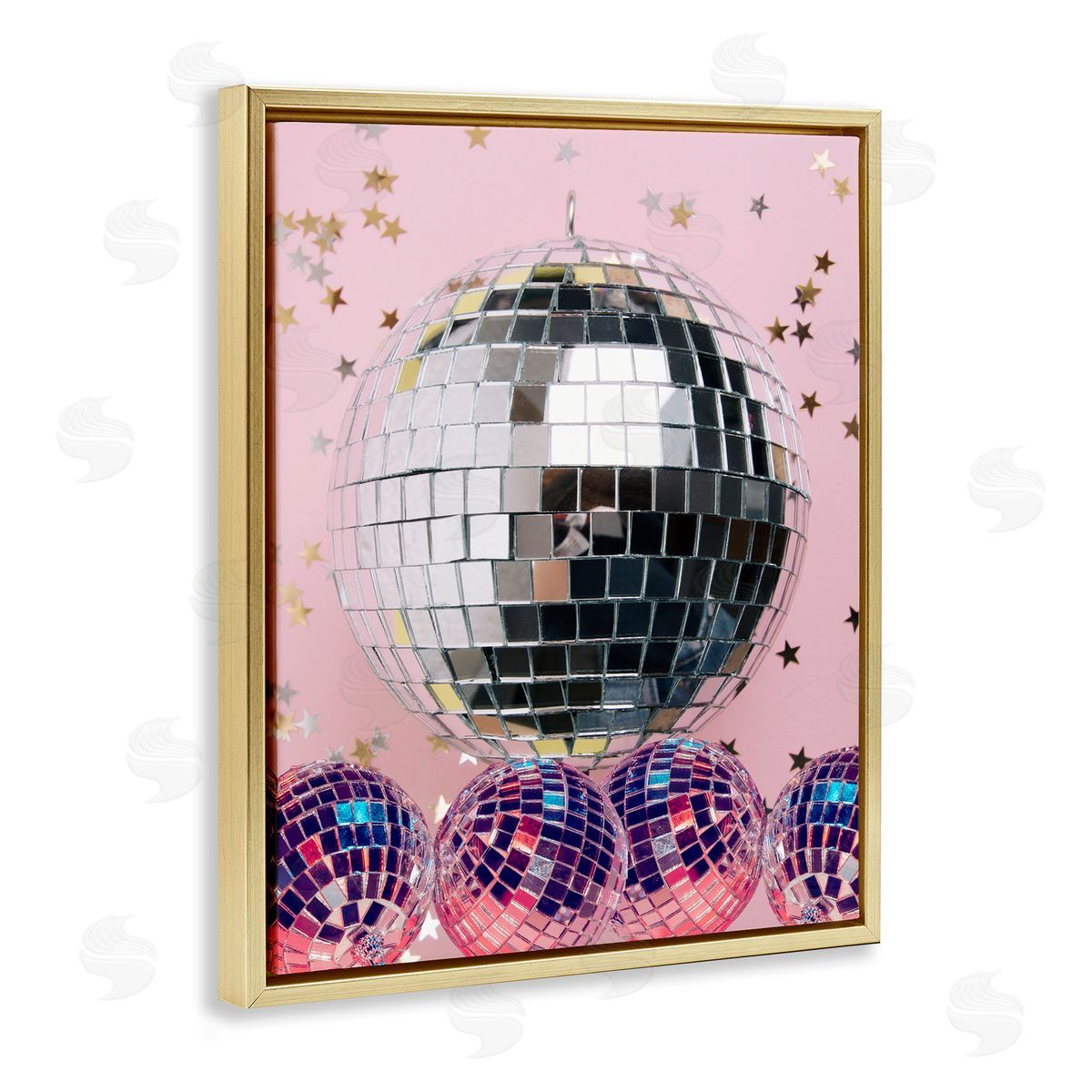 Jesse Keith Gleaming Disco Balls Gold Floater Frame Canvas Artside_