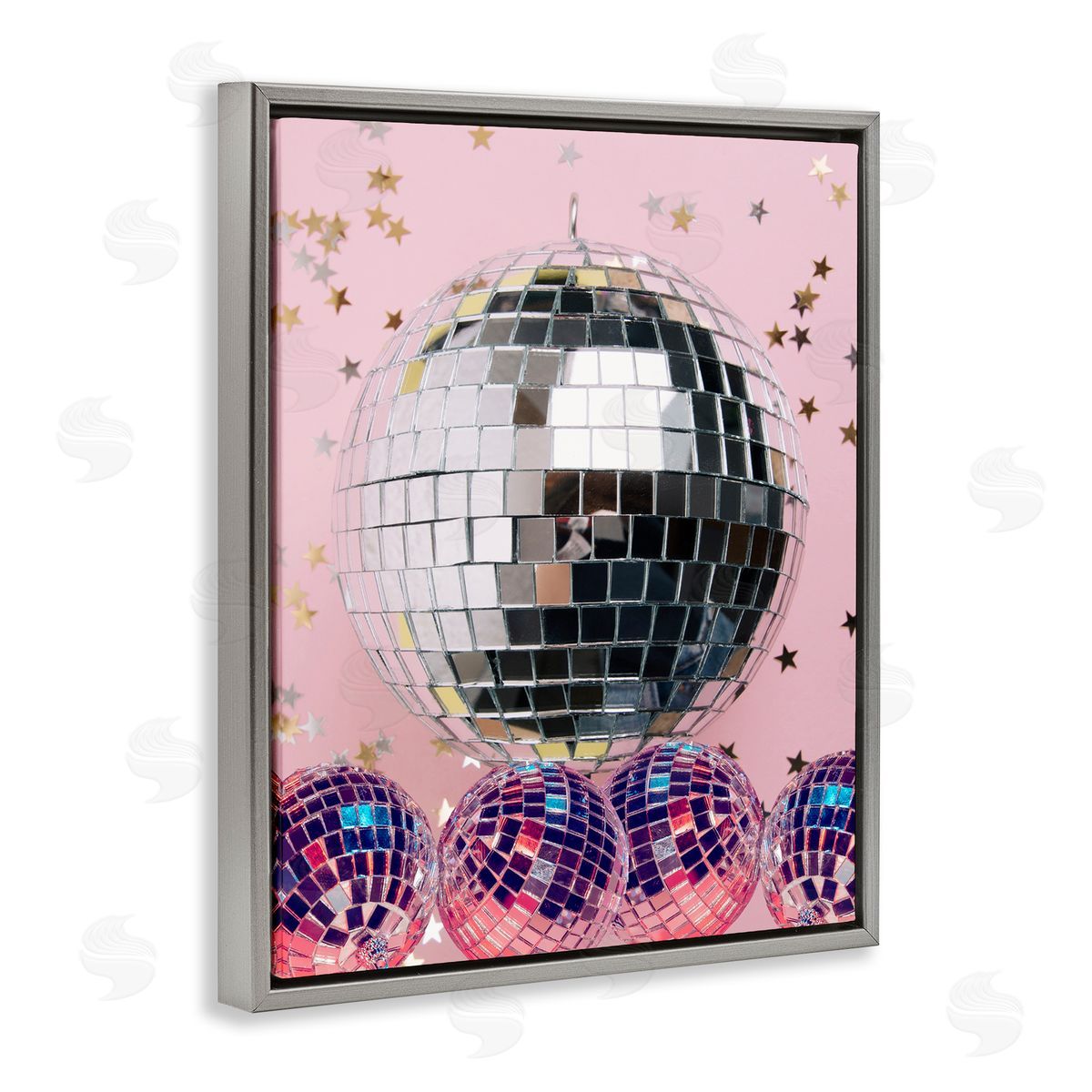 Jesse Keith Gleaming Disco Balls Gray Floater Frame Canvas Artside_