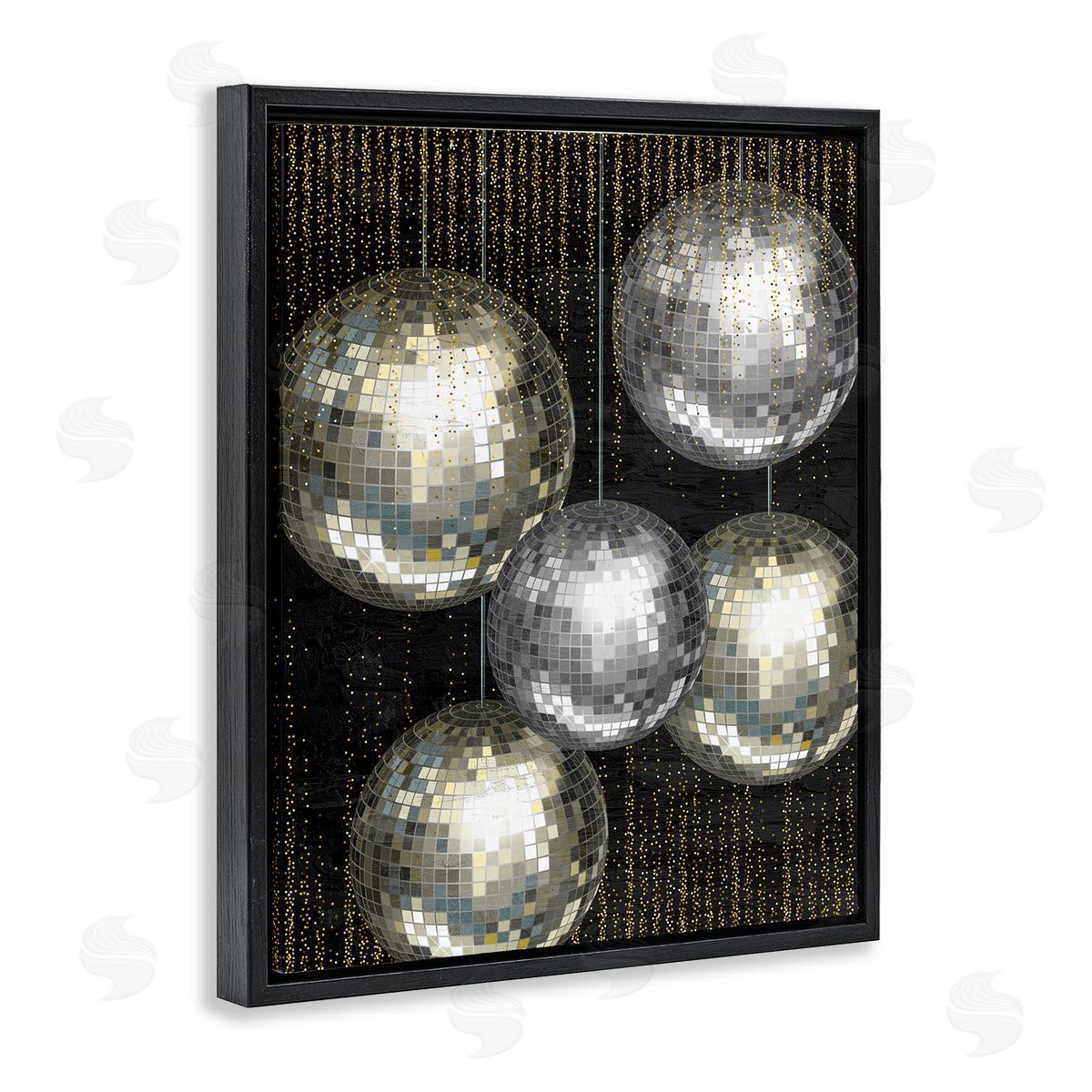 Kim Allen Vintage Disco Balls Black Floater Frame Canvas Artside_