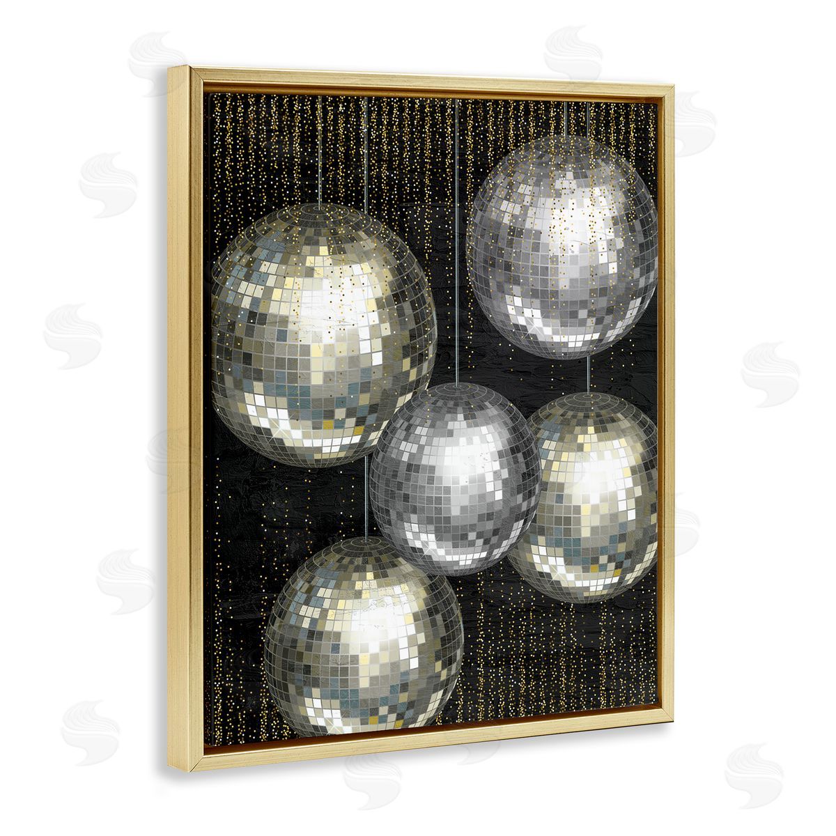 Kim Allen Vintage Disco Balls Gold Floater Frame Canvas Artside_