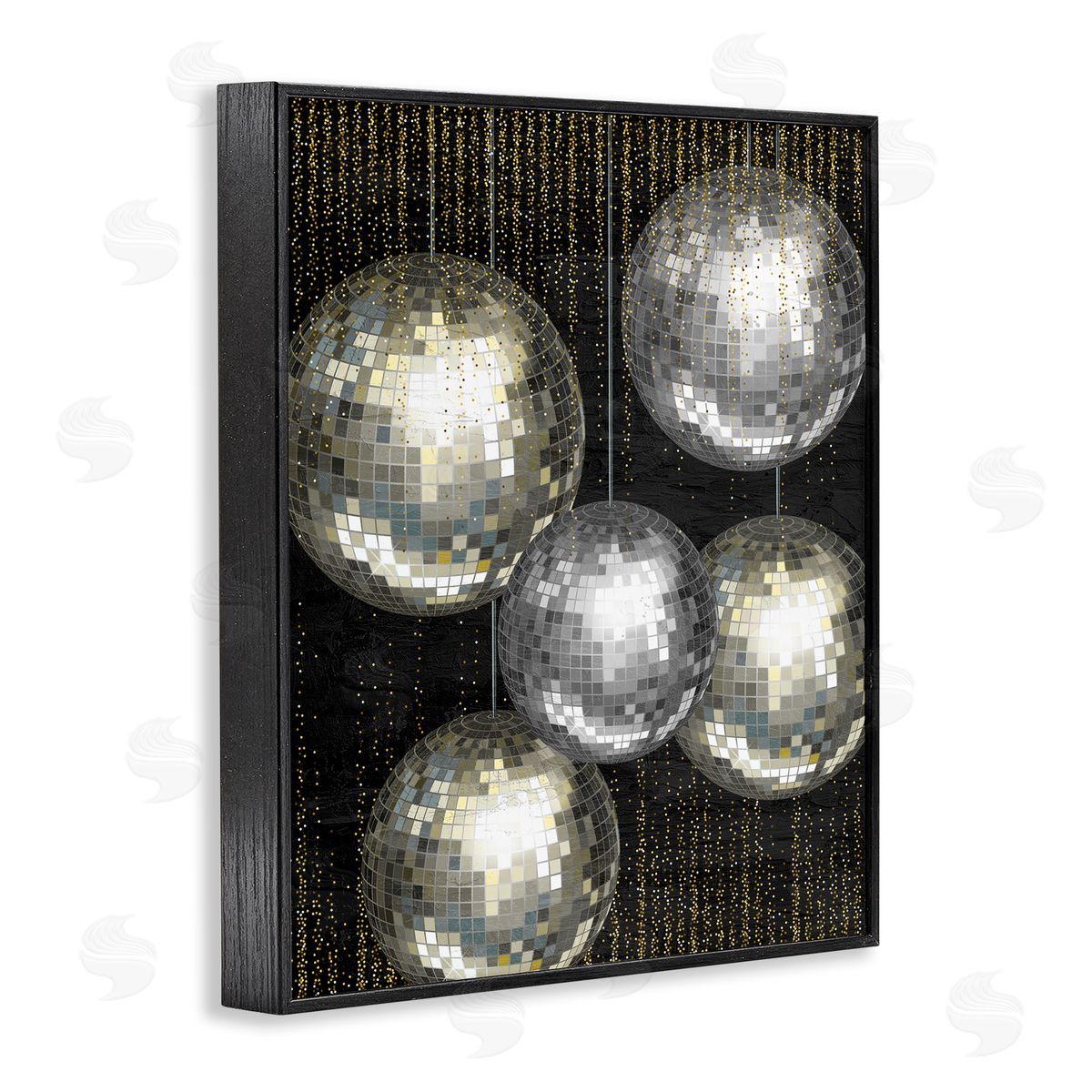 Kim Allen Vintage Disco Balls Black Framed Giclee Wall Artside_