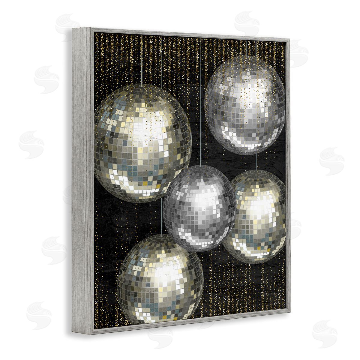 Kim Allen Vintage Disco Balls Gray Framed Giclee Wall Artside_
