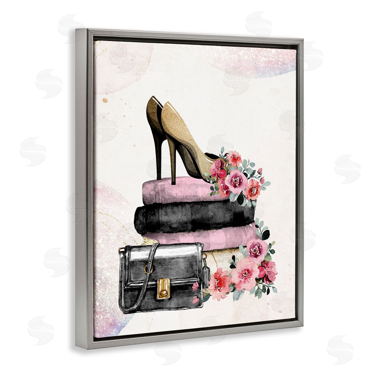 Kim Allen Glam Floral Heels Gray Floater Frame Canvas Artside_