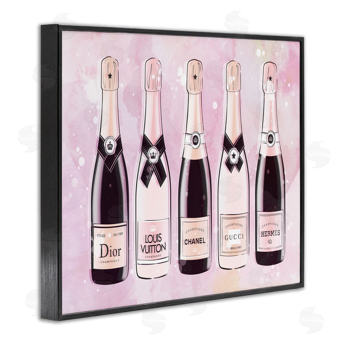 Martina Pavlova Pink Glam Champagne Black Framed Giclee Wall Artside_