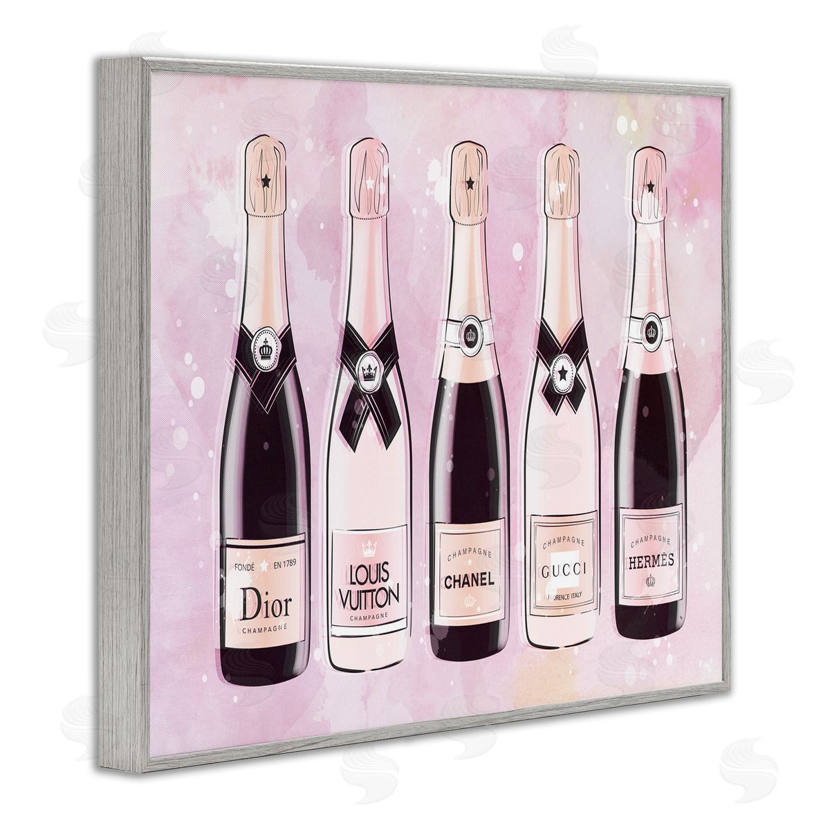 Martina Pavlova Pink Glam Champagne Gray Framed Giclee Wall Artside_
