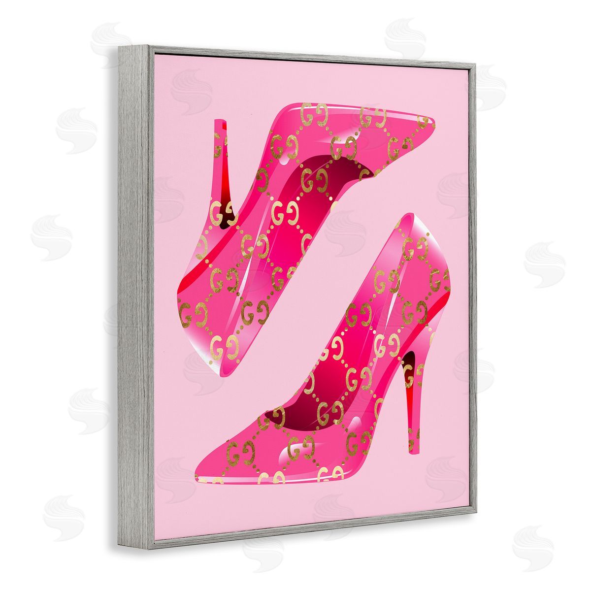 Stupell Studio Fashion Brand Heels Gray Framed Giclee Wall Artside_