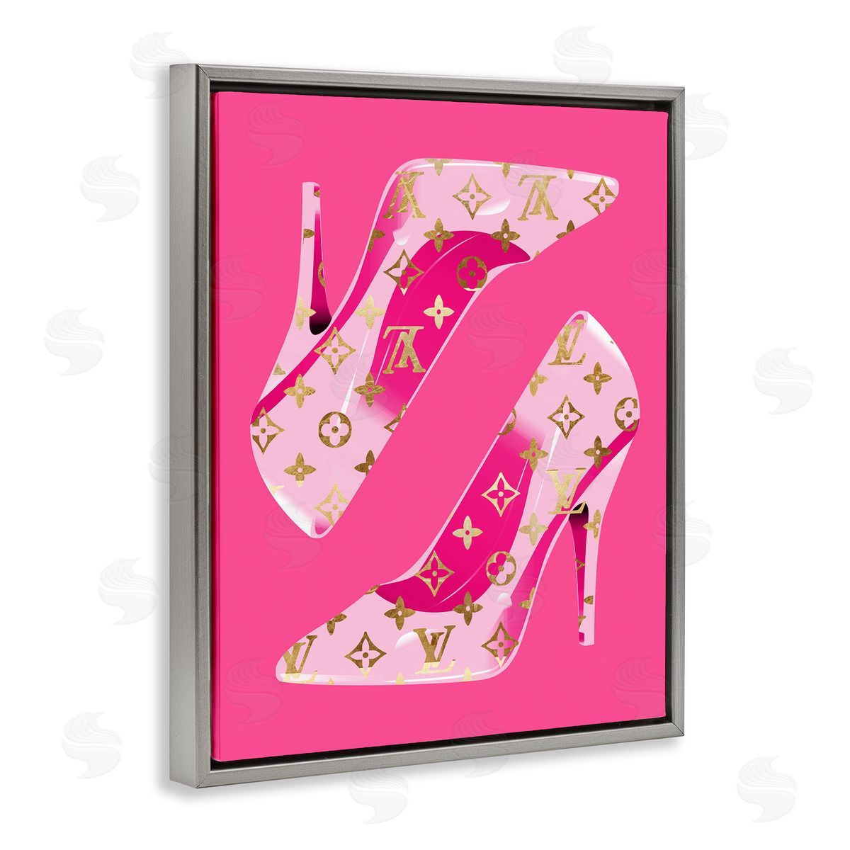 Stupell Studio Pink Fashion Heels Gray Floater Frame Canvas Artside_