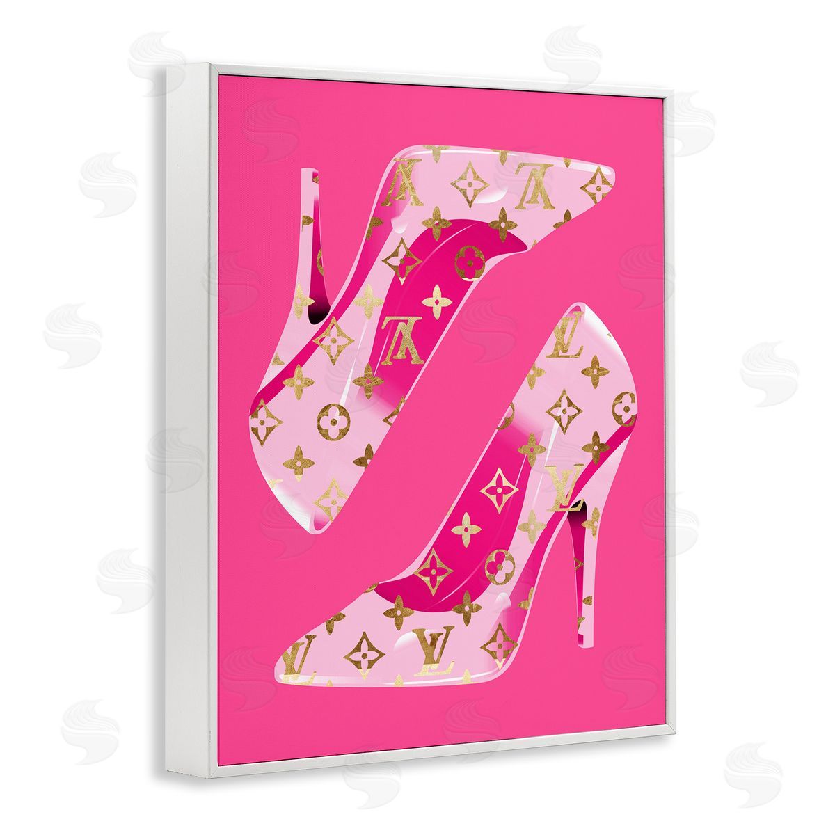 Stupell Studio Pink Fashion Heels White Framed Giclee Wall Artside_