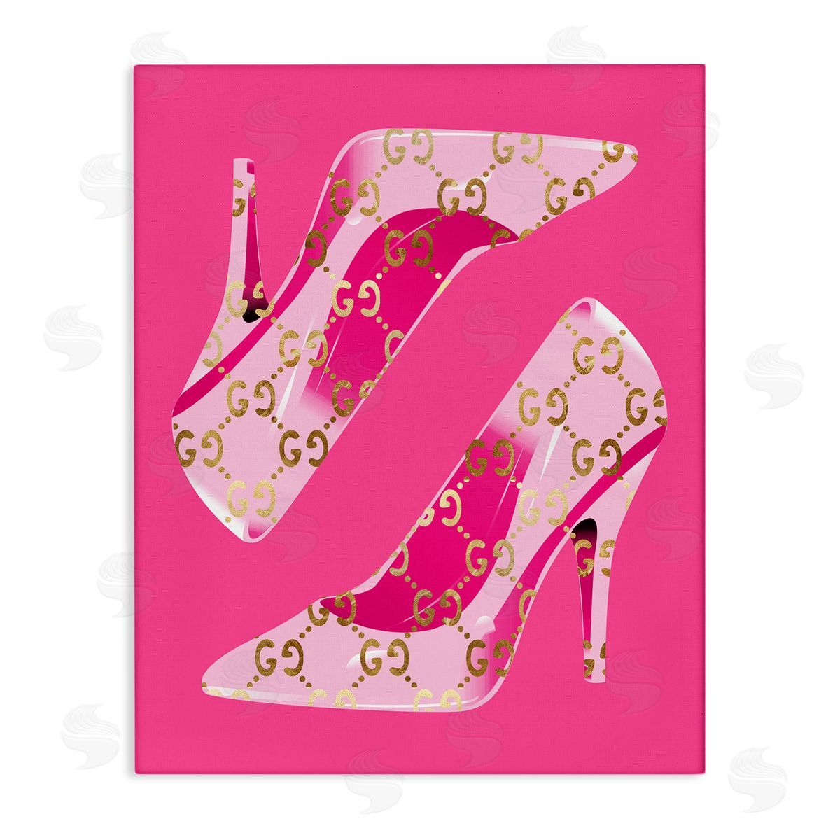 Stupell Studio Pink Glam Brand Shoes Canvas Wall Art