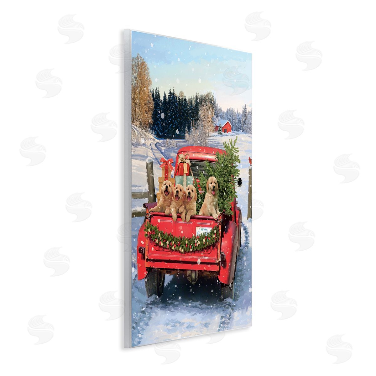 Jason Kirk Puppies in Holiday Truck Wall Plaque Artside_