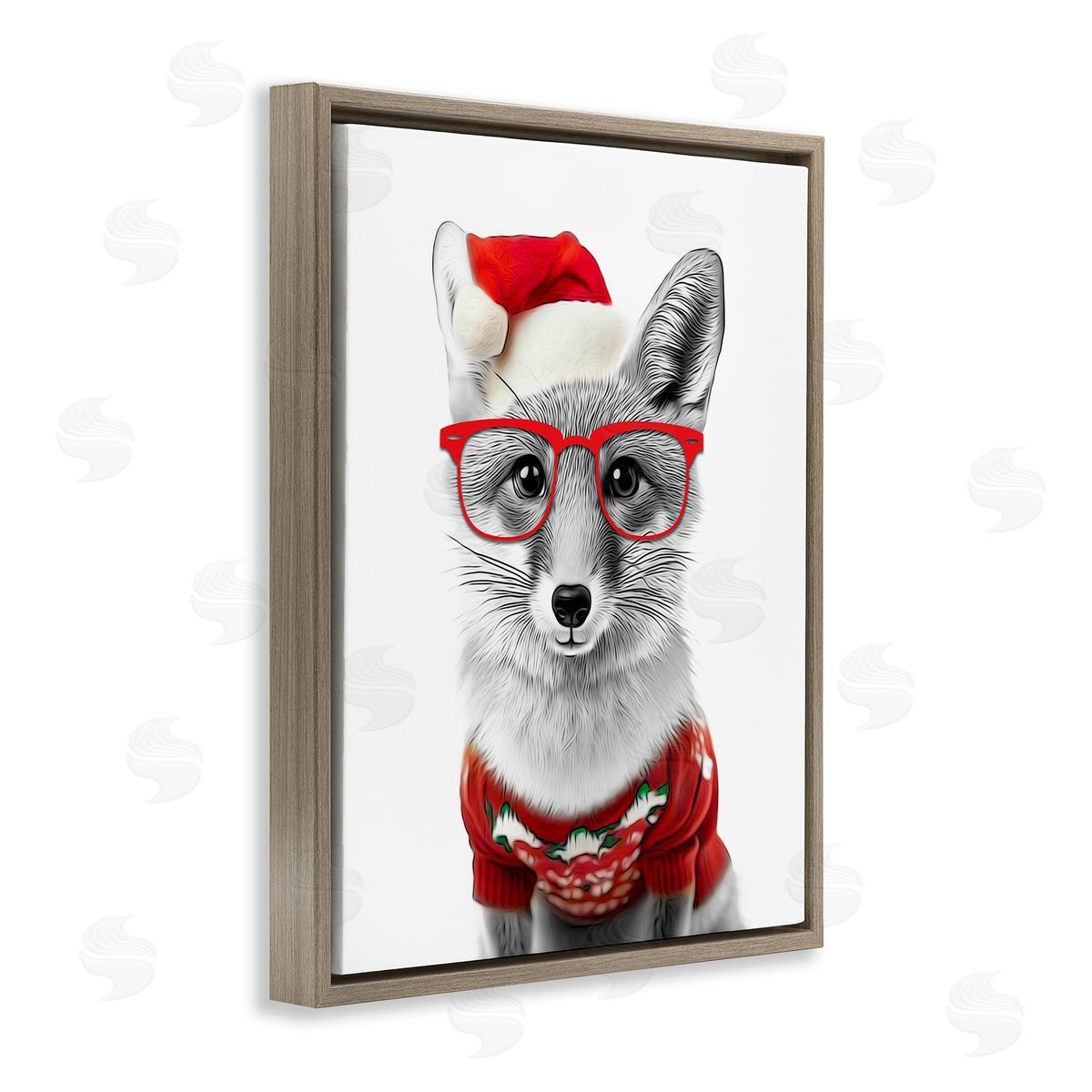 Annalisa Latella Fox in Holiday Clothes Brown Floater Frame Canvas Artside_