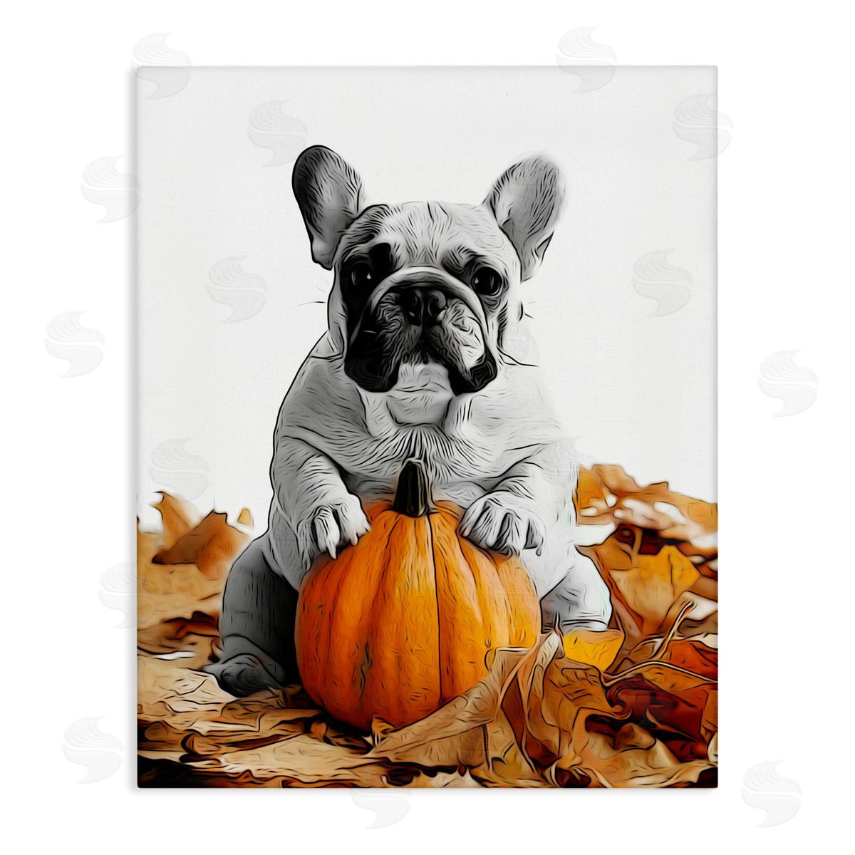 Annalisa Latella Puppy with Fall Pumpkin Canvas Wall Art